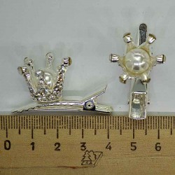 Уточка корона маленькая с жемчужиной (2 шт) в серебре М167