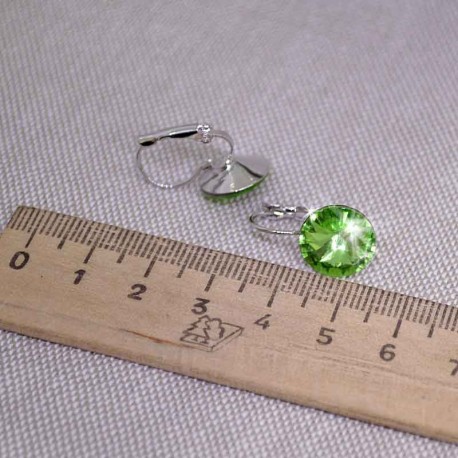 Серьги кристалл 1,2 см зеленый М240