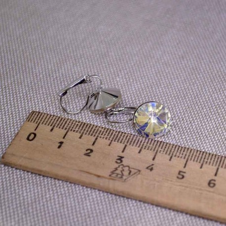 Серьги кристалл 1,2 см перламутр М241