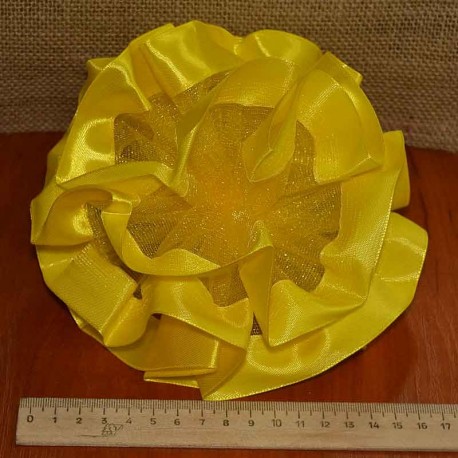 Бант объем атлас широкий желтый ( 2 шт) 4х М108