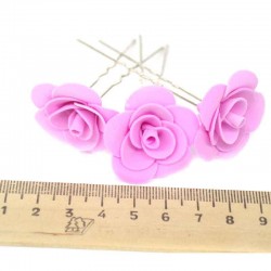 Шпилька для волос цветок (6 шт) розовая