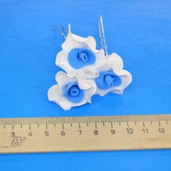 Шпилька цветок (6 шт) бело-синий